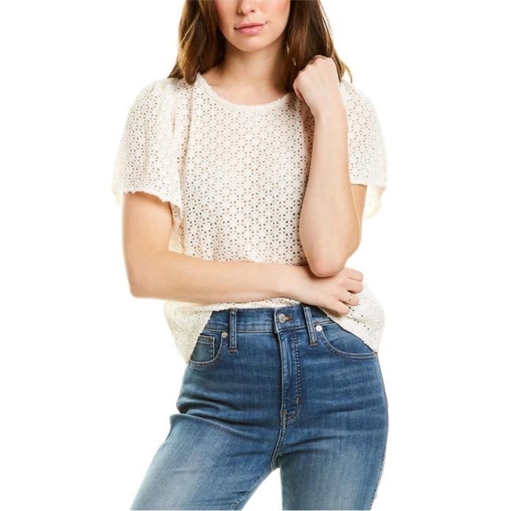 MADEWELL Texture & Thread Cream
Eyelet Flutter Sleeve Top medium